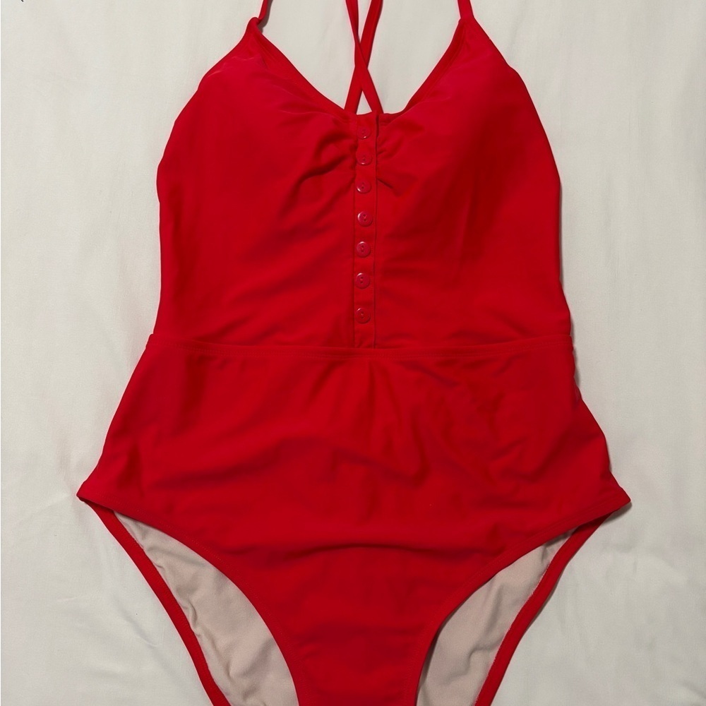 Kona Sol Red One Piece Swimsuit Sz XL Vacation Vibes.  Poolside. SKU 2